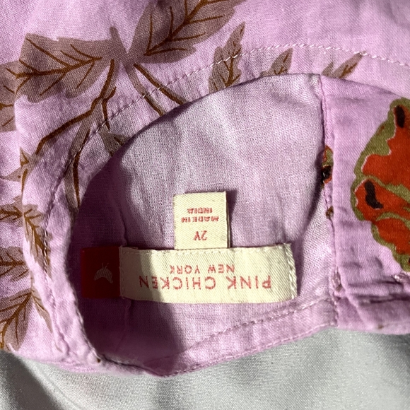 Pink Chicken Girls' Fleur Dress in the Lavender Poppy print and cotton material. - Picture 4 of 6